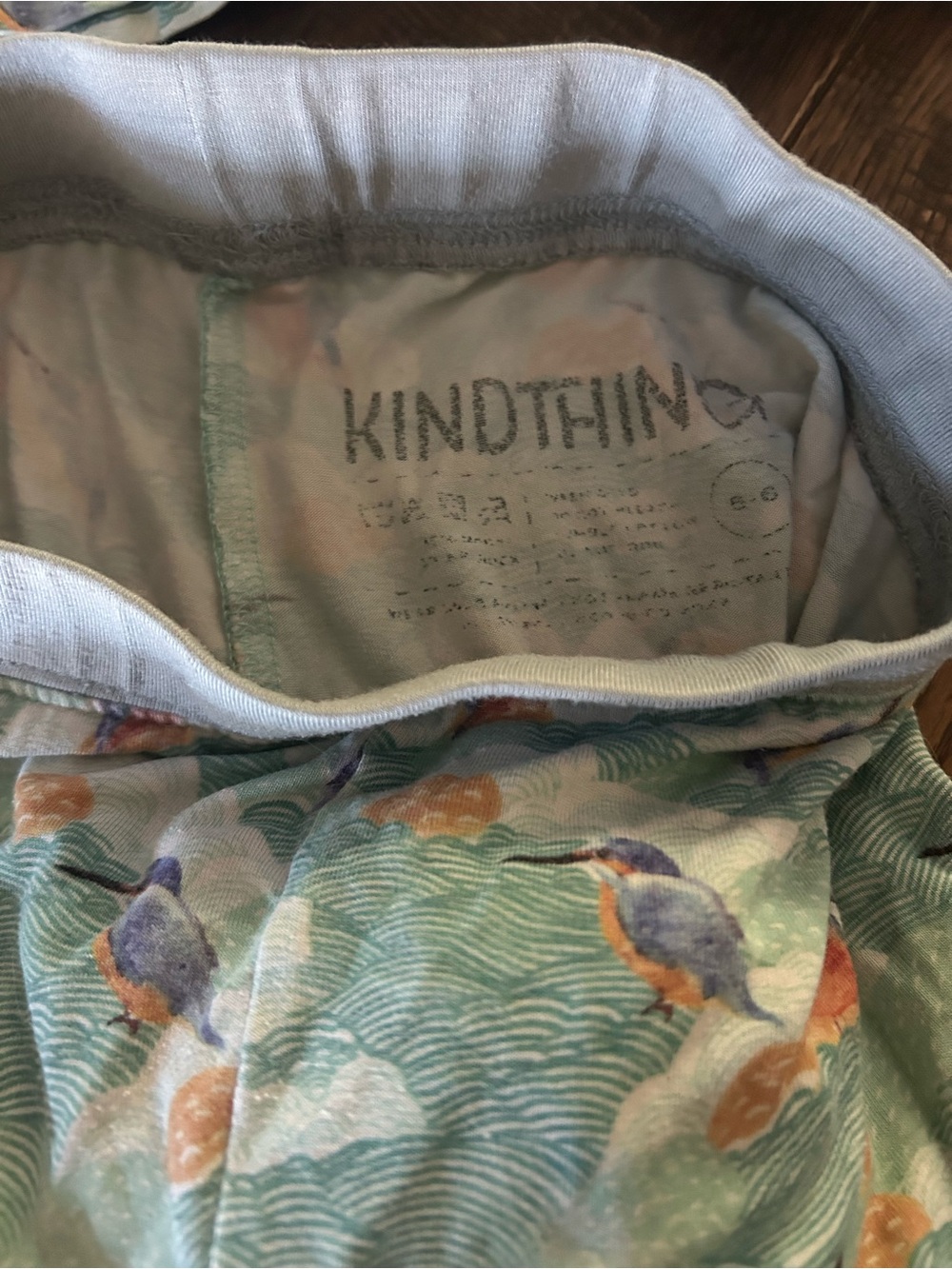 Kids Light Teal Bird Print Pajama Set - Picture 2 of 4